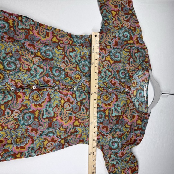 Roller Rabbit Midi Dress Sz S Gauze Cotton Duster Paisley Pockets Boho Button - Picture 9 of 15